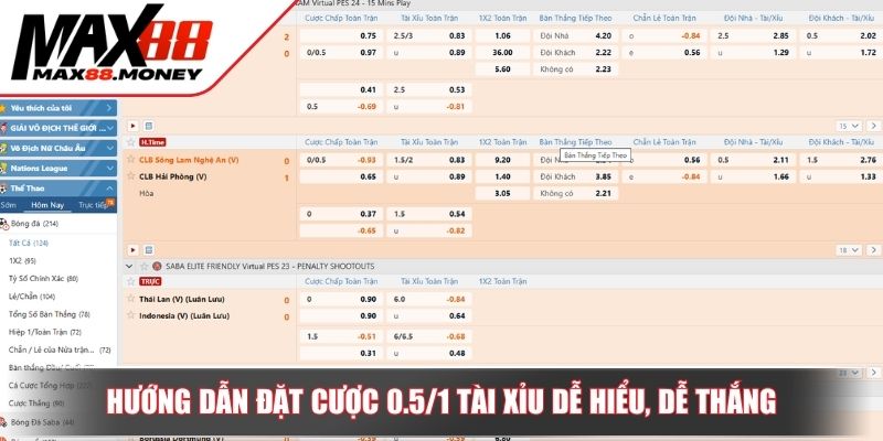 Cách Chơi Tài Xỉu 0.5/1 Hiệu Quả Và Mẹo Thắng Lớn Tại Max88 3 Hướng dẫn đặt cược 0.5/1 tài xỉu dễ hiểu, dễ thắng