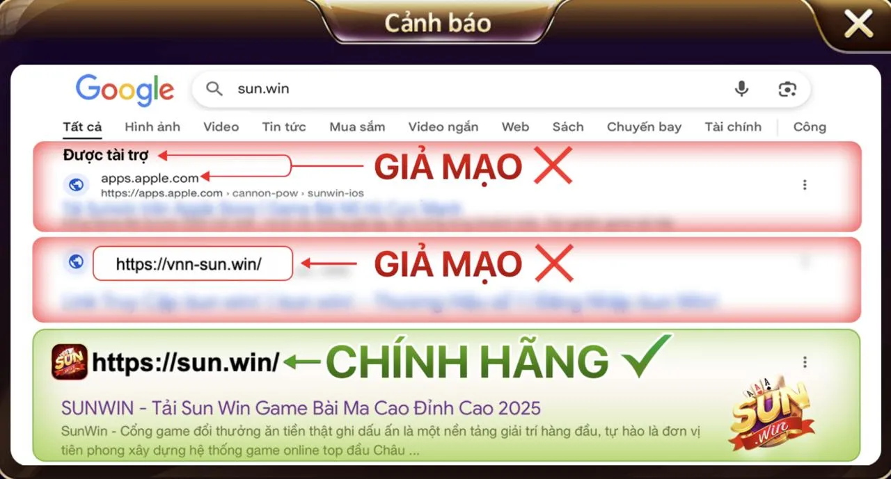Sunwin thật – chỉ có tại tên miền sun.win 3 Dấu hiệu Sunwin giả